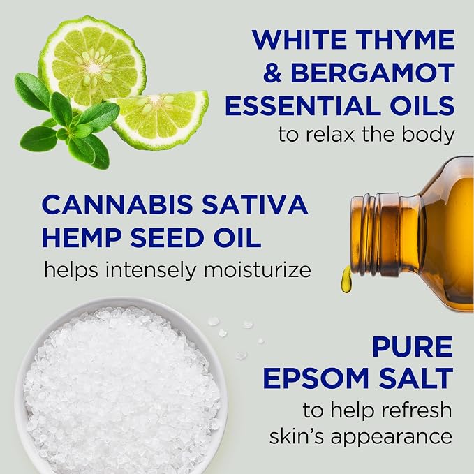 Dr Teal's Foaming Bath with Pure Epsom Salt, Cannabis Sativa Hemp Seed Oil, 34 fl oz (Pack of 2)
