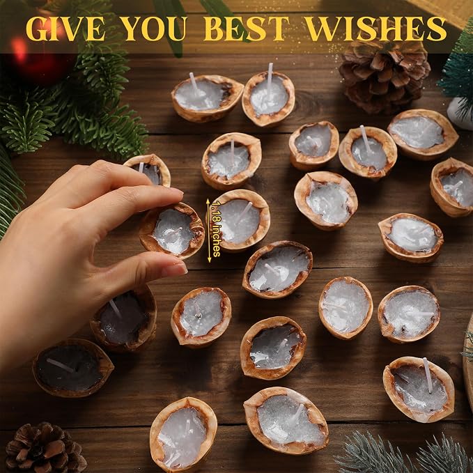 Nuanchu 24 Pcs Floating Candles Mini Walnut Floating Tea Lights Candles for Centerpieces Weddings Party Home Romantic Night Gifts Decorations