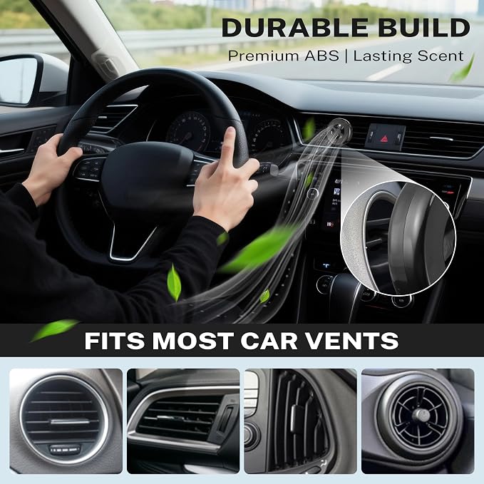 1 Pack Car Fragrance Holder Compatible with Bath & Body Works Refills (Not Included), Air Freshener Vent Clip or Visor Clip, Refillable Scent Holder, Easy to Open Car Diffuser (Classic Black)