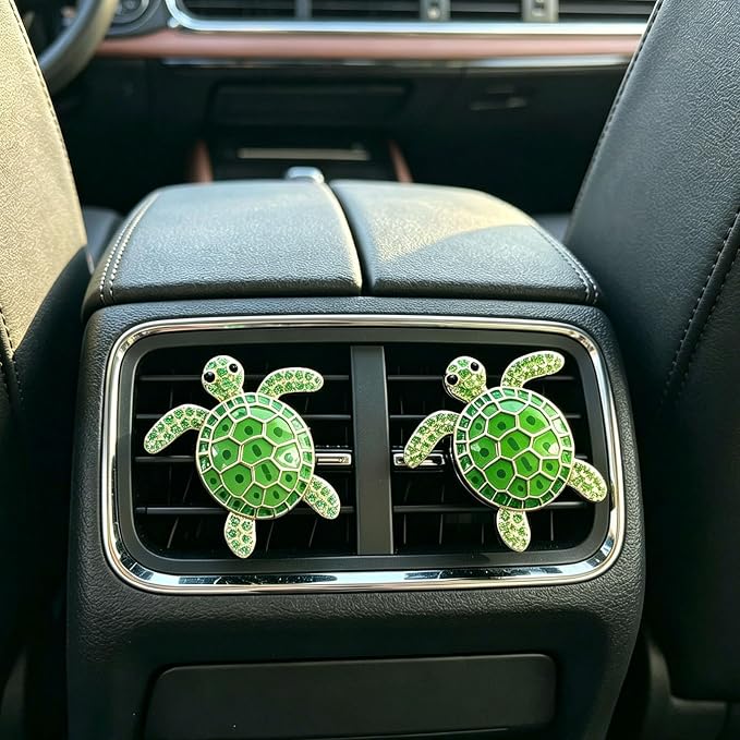 4pcs Cute Sea Turtles Car Air Vent Diffuser – Clip-On Fragrance Air Freshener for Cars with Replaceable Refills, Adorable Animal Vent Clip for SUV & Truck(Green, Ocean)