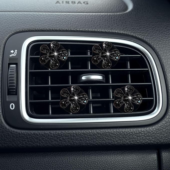 5 Pcs Car Vent Clip,Bling Flower Air Fresheners Vent Clips,Car Diffuser Rhinestone Car Interior Decoration Charm Accessories