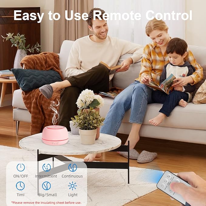 SEEDSEEL 300ML Essential Oil Diffuser with 7 Color LED Light, Remote, 4 Timers, Auto-Off, Ultrasonic Aromatherapy Diffuser for Office, Bedroom, Yoga, Home