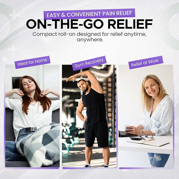 BioRelief Nighttime Maximum Strength Hemp Pain Relief Roll-On Gel w/Soothing Lavender Scent – Overnight Cooling Menthol for Muscle & Joints – No-Mess, Fast-Absorbing Topical Pain Relief