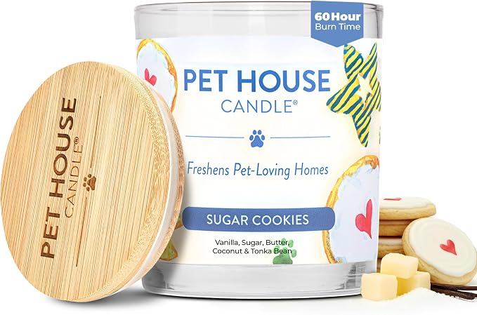 Pet House Candles Plant Based Cookie Scented Candle Clean Burning, Long Lasting for Home, Sugar Cookies