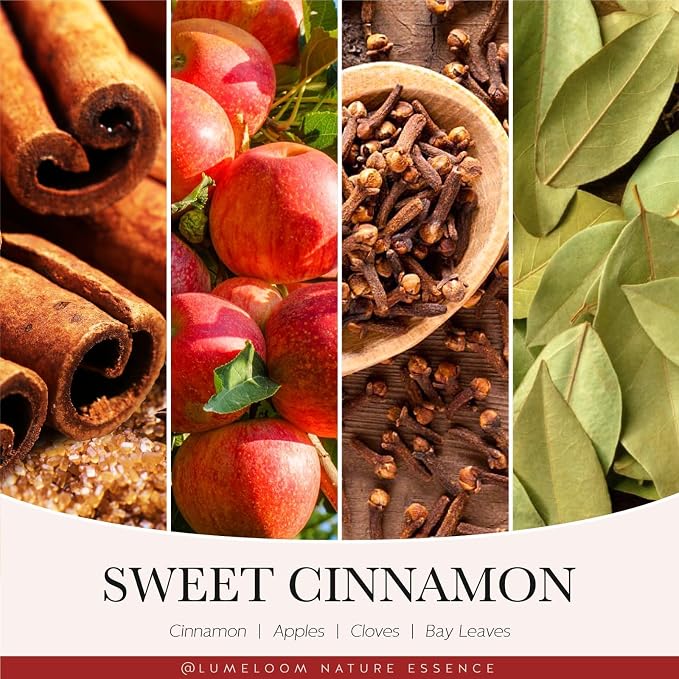LUMELOOM Cinnamon Candles, 14.5oz, Large 3-Wick Soy Wax Candles for Home Scented, Sweet Cinnamon, Apple, Clove Scent, Holiday Gifts for Women, Men, Friend, Teacher, Long Burning Time