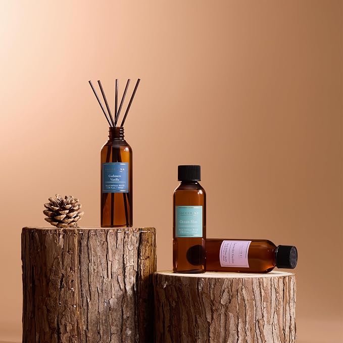 COCORRÍNA Reed Diffuser Set, 10.2oz Scented Oil Refill 3 Pack, Cashmere Vanilla, Ocean Mist, Lavender Garden, Long Lasting Oil Diffuser Refill with 18 Sticks for Bathroom & Bedroom