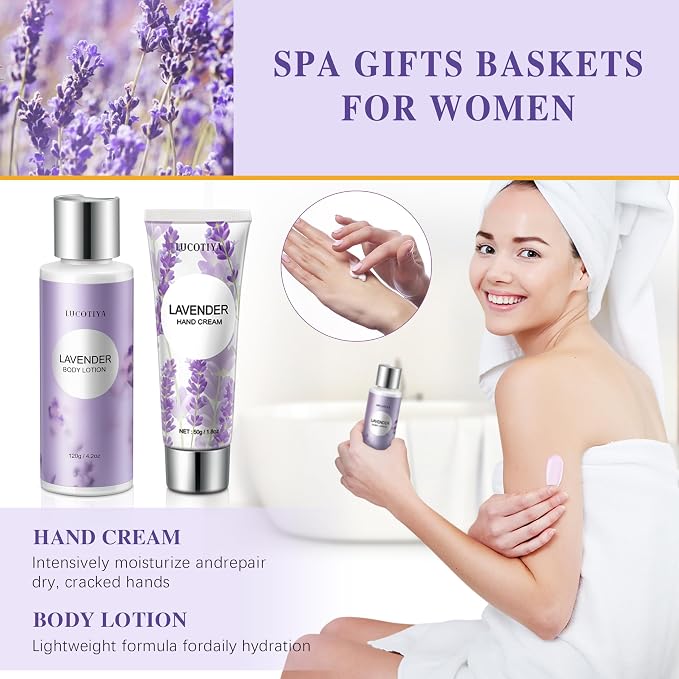 Mothers Day Gifts for Women Spa Gifts Baskets for Women Christmas Birthday Gifts Lavender Bath and Body Sets Relaxing Self Care Get Well Gift for Mom Her Girlfriends Sister Teacher Friends