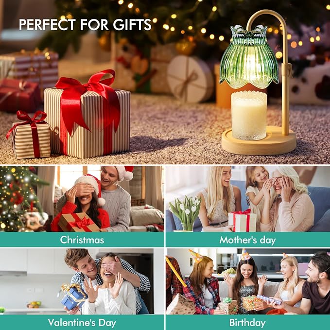 Candle Warmer Lamp with Timer & Dimmer, Adjustable Height Electric Wax Melt Warmer for Scented Jar Candles, Home Fragrance Decor, Birthday Gift Women Mom