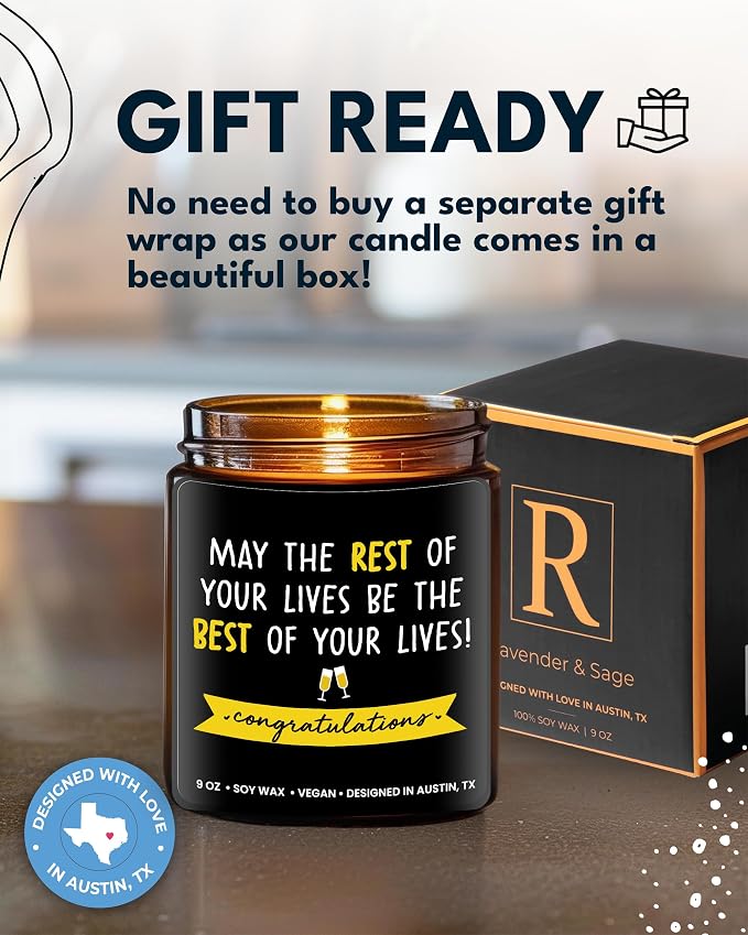 Wedding Candle, Bridal Shower Gifts Ideas, Bride Gifts for Wedding Day, Unique Presents for Bride & Groom, Bachelorette Presents, Marriage Gift for Couple, Candle for Newlyweds, Gift-Ready