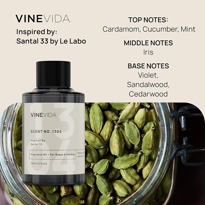 VINEVIDA Reed Diffuser for Home & Bathroom | Long-Lasting Scent Sticks Set | Oil Stick Diffuser | Bathroom Scent - Room Fragrance No. 1304 - Inspired by: Santal