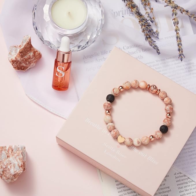 for Mom – Aromatherapy Bracelet & Crystal Candle Set, Luxury Relaxation Pamper Gift Box from Daughter, Son or Husband