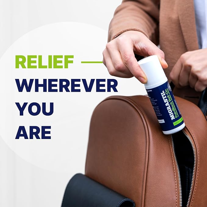 Basic Vigor Migrastil PainBlock Roll-On, 3 oz - Topical Roll-On for Muscle Aches, Cramps, Joint & Nerve Discomfort. Works Great on Shoulders, Neck, Feet, Knees, Legs, Back, Elbows, Hips, Etc.