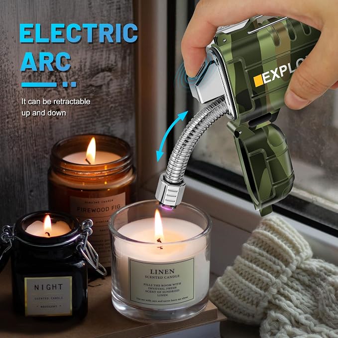 Lafagiet USB C Rechargeable Lighter, 360° Flexible Neck, Wind & Water Proof, Electric Arc Lighters for Candle, Camping