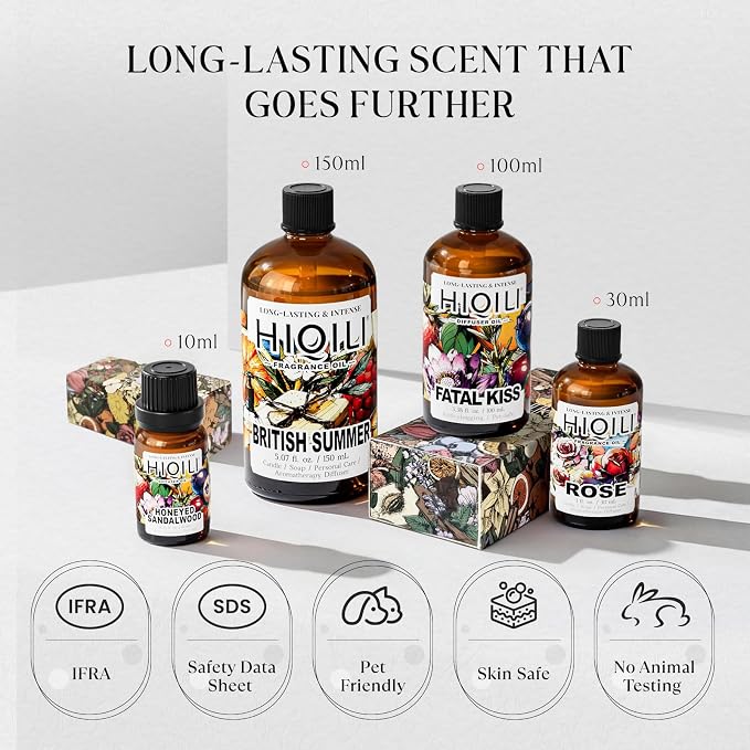 HIQILI Discovery Fragrance Oil Set - 32 Premium Scents for Essential Oils Diffuser, Humidifier, DIY Perfume, Candle & Soap Making, Laundry Dryer Balls, Home Aroma, Long Lasting Aromatherapy Gift Set