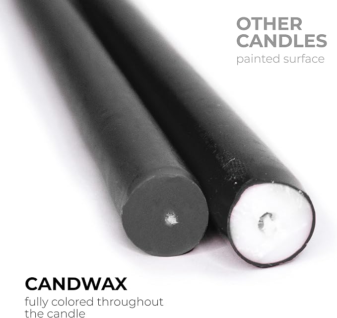CANDWAX Black 12 inch Taper Candles Pack of 4 - Unscented Smokeless Dripless Tall Candle Sticks - Perfect for Home Decor, Special Occasions - Black Taper Candles (Packaging May Vary)