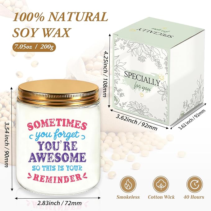 Birthday Gifts for Women, Christmas Thank You Encouragement Gifts for Daughter Wife Sister Mom Friend, Inspirational Office Gift for Coworker Employees, Funny Lavender Scented Candle - White