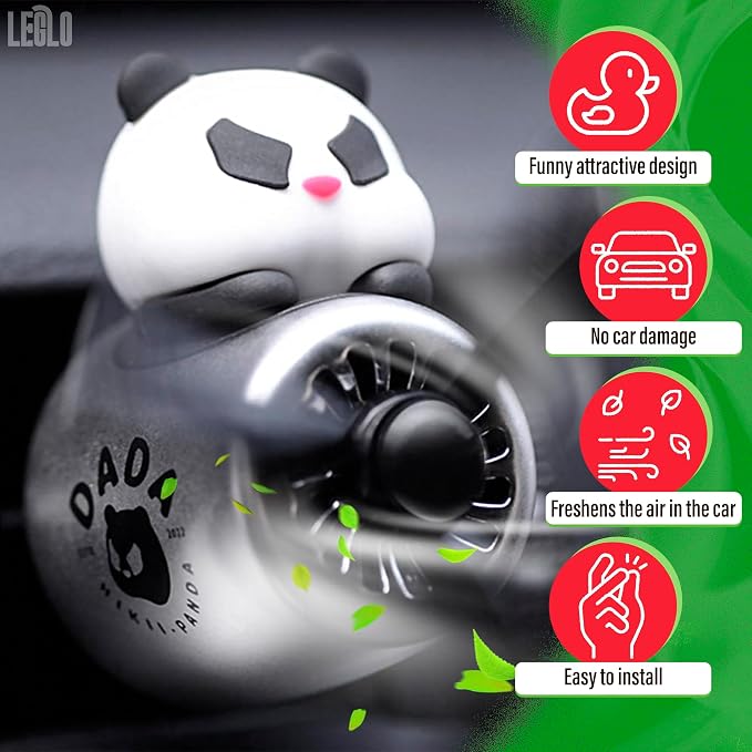Panda Cute Car Air Freshener Diffuser - Panda Aromatherapy Diffuser Car Air Fresheners Vent Clips Cute Freshener Rotating Fan