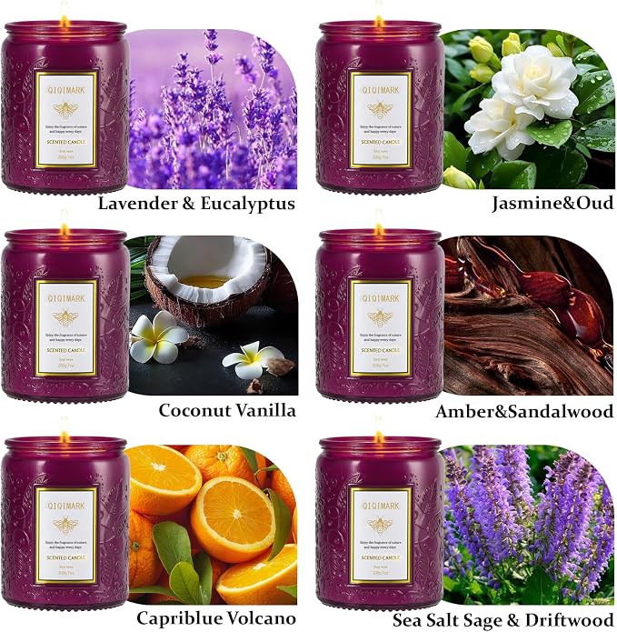 Scented Candles Set for Women, 6 Pack Soy Wax Aromatherapy Candles, Home Fragrance Set for Relaxation Stress Relief, Long Lasting Cozy Home Candles, Birthday Christmas Housewarming Gifts