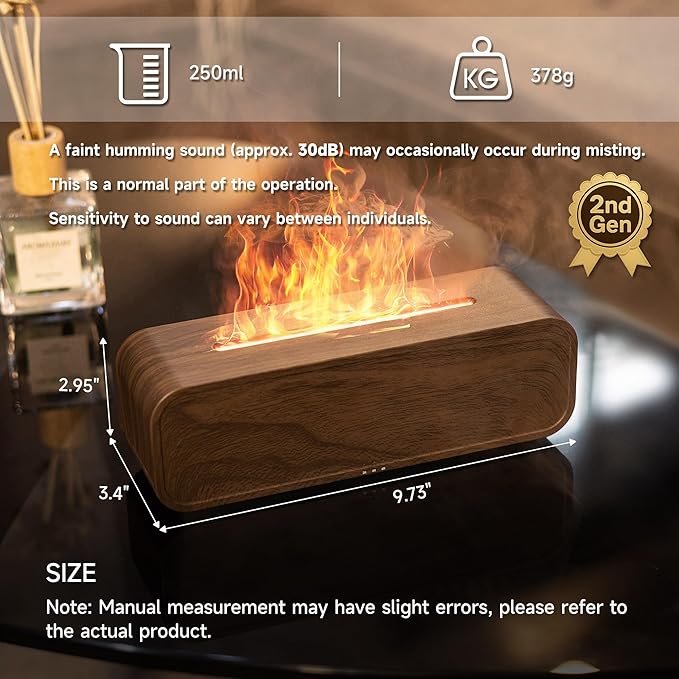 TMEHM Sound Reactive Flame Air Diffuser Humidifier,7 Colors Aromatherapy Essential Oil Diffuser,Ultrasonic Aroma Humidifier with Timer for Home,Bedroom,Office,Yoga