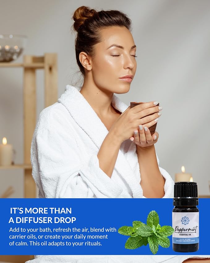 Essence Peppermint Essential Oil, 5 ml | Aromatherapy Oil for Diffusers & Personal Use | Natural Fragrance for Relaxation, Clarity & Wellness | Made in USA | Cool & Invigorating Scent