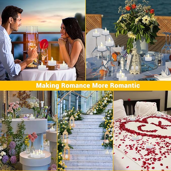 100 Pack LED Tea Lights Bulk, 200+ Hours Long Lasting Battery Operated Flameless Candles for Wedding Centerpieces, Proposal Decorations, Valentine's Day & Event Decor (Warm White)