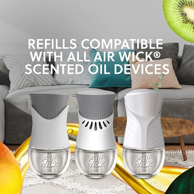Air Wick Plug in Scented Oil Refill, 5 ct, Fresh Mango & Kiwi, Air Freshener, Essential Oils, Spring Collection