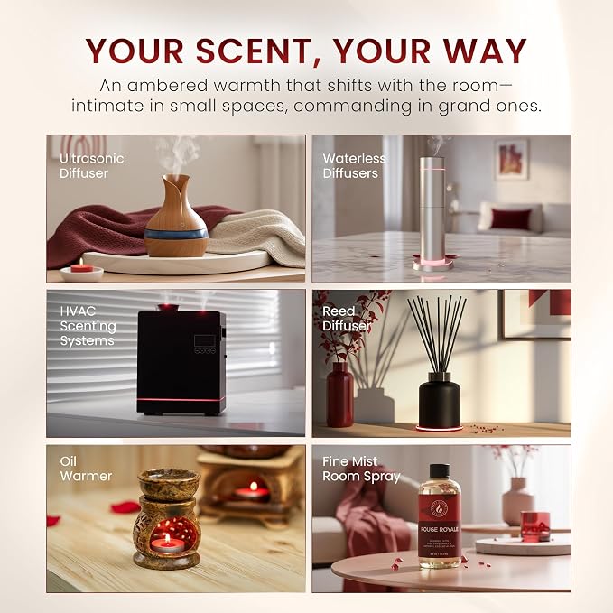 Aroma Country Rouge Royale Diffuser Oil - Luxury Essential Oils for Diffuser Refill & Air Freshener Room Spray, Long-Lasting, Natural Home Fragrance and Hotel Scent for Diffusers & Machines (4 Fl. oz)