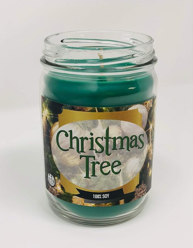 Clearance Priced ~ Christmas Tree Candle ~ Balsam Scented ~ S&M Candle Factory ~ 100% Natural Premium Soy Candles ~ 12oz Jars