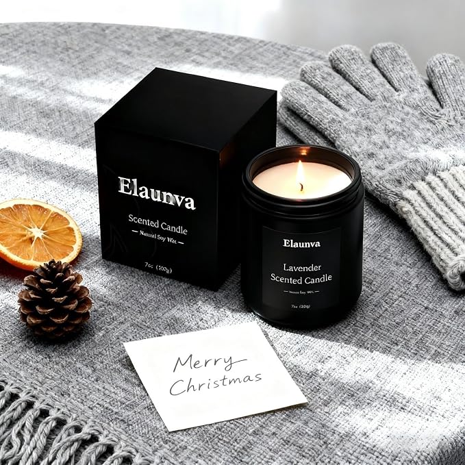 Lavender Scented Candle,7oz(200g),Natural Soy Wax,Aromatherapy Candles,Home Decorations,Romantic Present,Stress Relief and Relax Gift for Men and Women Christmas Gifts