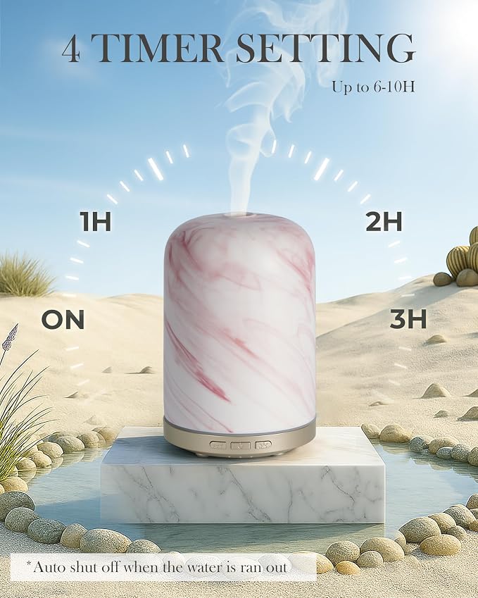 Essential Oil Diffuser - 2.4MHz Ultrasonic Ceramic Diffuser with Pulse/Continuous Mist & Night Light, Waterless Auto-Off, Silent Aromatherapy Diffuser for Home, Office, Yoga, Spa, Gifts & Home Decor.