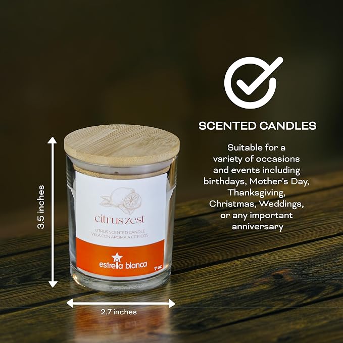 7oz Citrus Scented Candle, Candles for Home Scented, Soy Blend Wax Candle, Gift for Women Men, Long Burning Candle, Kitchen, & Summer Candles Scented