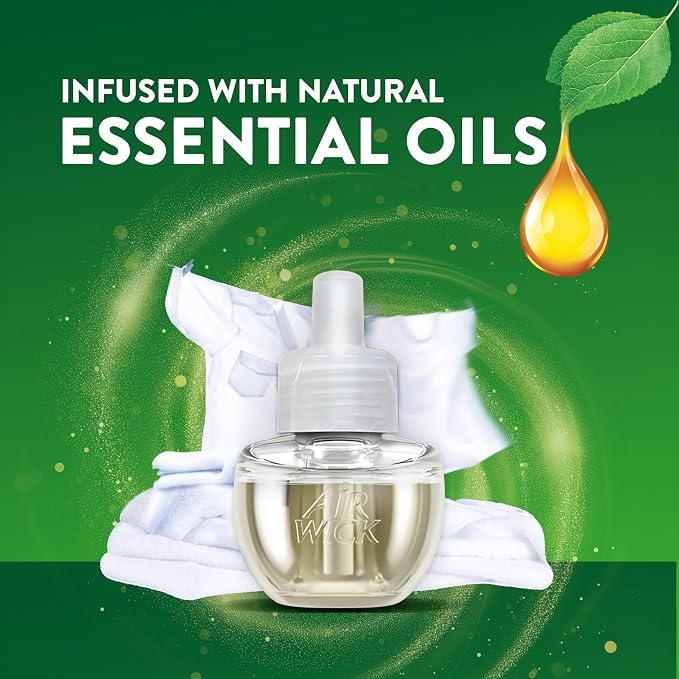 Air Wick Plug-In Scented Oil Refills, 4 Count, Fresh Linen, Air Freshener, Essential Oils