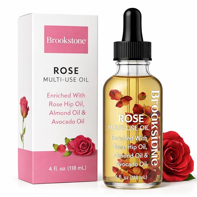 Brookstone Rose Multi-Use Essential Oil - Soothing Aromatherapy & Skincare Oil - Floral Rose Scent