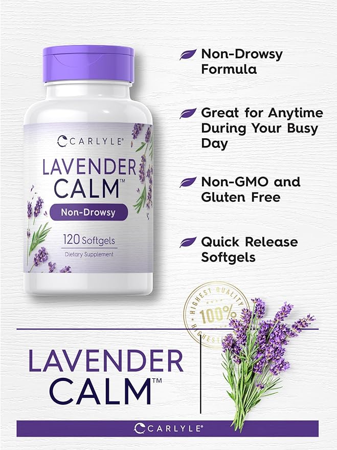 Carlyle Lavender Pills | 80 mg | 120 Softgel Capsules | Calm & Non-Drowsy Formula | Non-GMO & Gluten Free Supplement