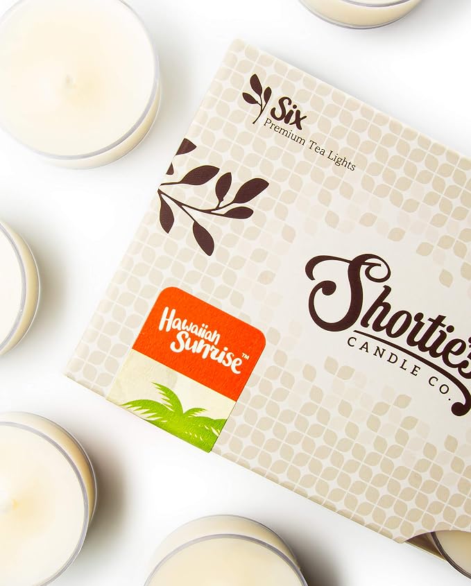Hawaiian Sunrise Premium Tealight Candles - Highly Scented with Essential Oils - 6 Orange Tea Lights - Beautiful Candlelight - Made in the USA - Fresh & Clean Collection