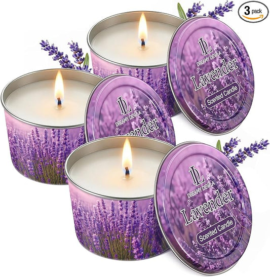 Lavender Candle for Women 3 Pack, 2.2oz Lavender Scented Candles for Sleep Relaxation, Natural Soy Wax with Essential Oils, Birthday Gifts Mothers Day Candle for Women Mom
