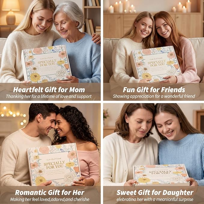Birthday Gifts for Women, Get Well Gift Baskets for Women, Care Package Self Care Gift Box Thinking of You Inspirational Valentines Day Gift Set for her Wife Firends, Khaki