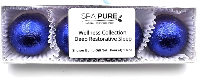 Spa Pure DEEP Restorative Sleep Aromatherapy Shower Steamers Bombs - Shower Bombs with Essential Oils – Unisex Bath Melts - Self Care and Relaxation Shower Steamer - Enjoy Spa at Home - (4 Count)