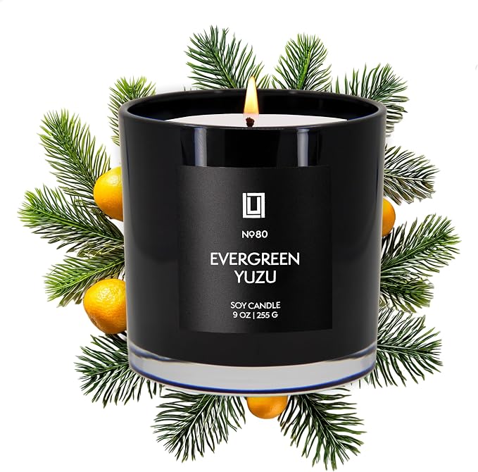 Lulu Candles | Evergreen Yuzu | Luxury Scented Soy Jar Candle | Hand Poured in The USA | Highly Scented & Long Lasting (9 Oz.)