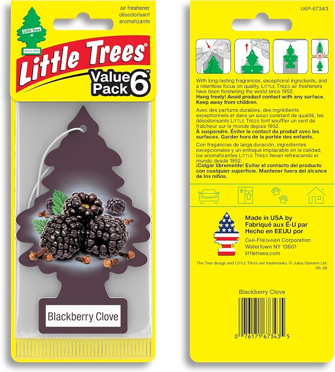 LITTLE TREES Car Air Freshener | Hanging Tree Provides Long Lasting Scent for Auto and Home | 24 Air Fresheners |Blackberry Clove