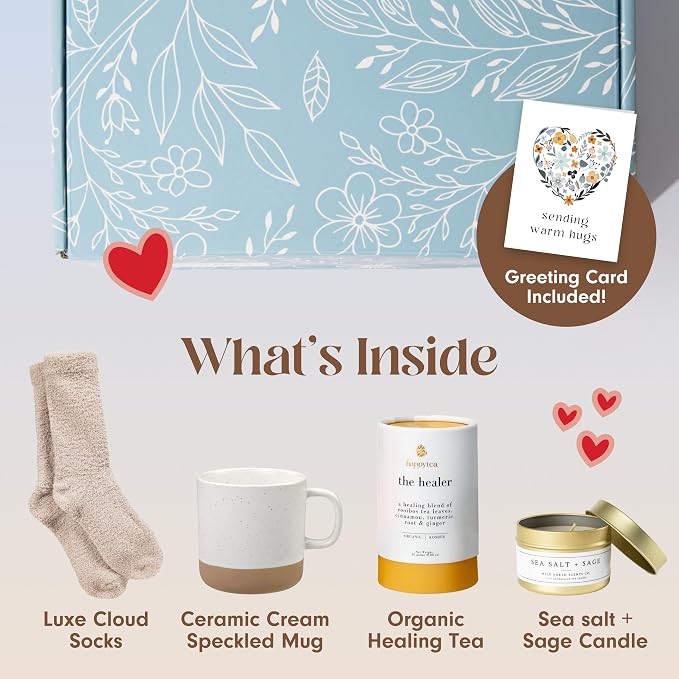 Unboxme Deluxe Birthday Care Package for Women - Fluffy Socks, Mug, Lemon & Ginger Tea Set, Scented Candle & Greeting Card - Birthday Gift Boxes for Women - Birthday Sets for Women Gift