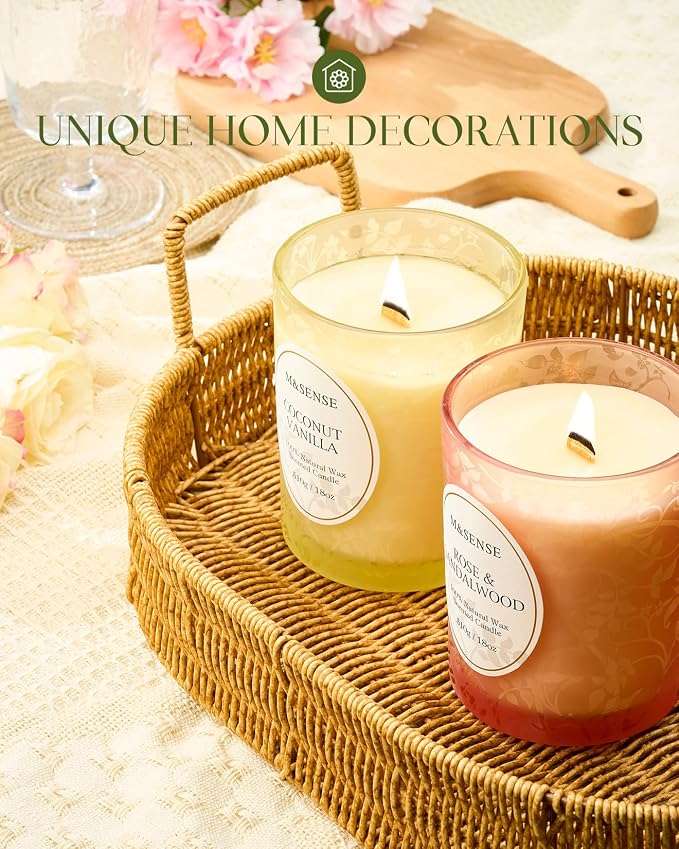 M&SENSE Cedarwood Orange Christmas Candle, Cracking Wooden Wick | Soy Wax, 18oz, 100 Hours Long Lasting, Winter Holiday Aromatherapy, Gifts for Women