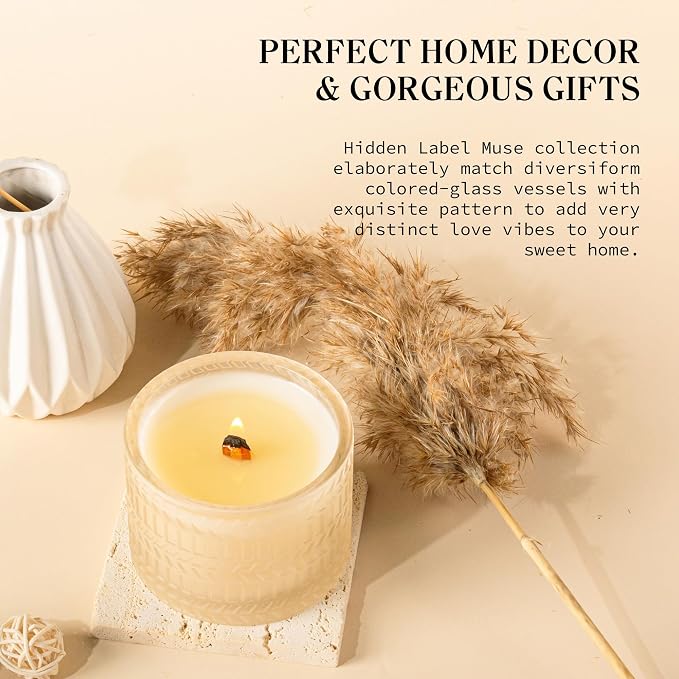 Vanilla Coconut Scented Candle, Crackling Wood Wick Natural Soy Candles Non Toxic, 7.4oz Soy Wax, 55 Hours Clean Burn,Long-Lasting Scented Candles Gift for Women,Relaxing,Home Scented