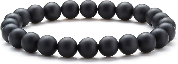 Men Women 8mm Natural Stone Lava Rock Diffuser Bracelet Elastic Yoga Agate Beads Bracelet Bangle