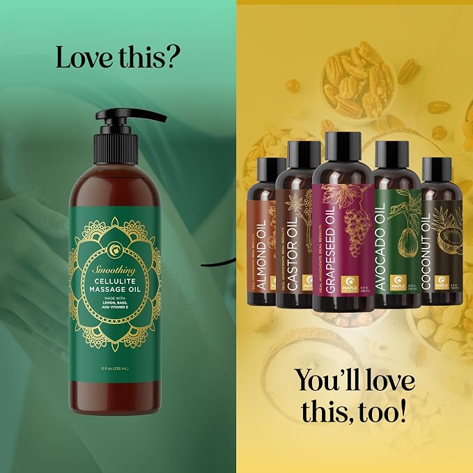 Smoothing Anti Cellulite Massage Oil - Slimming Cellulite Oil with Clinically Studied ShapePerfection for Enhanced Microcirculation and Body Contouring - Vegan Non GMO & Gluten Free (8 Fl Oz)