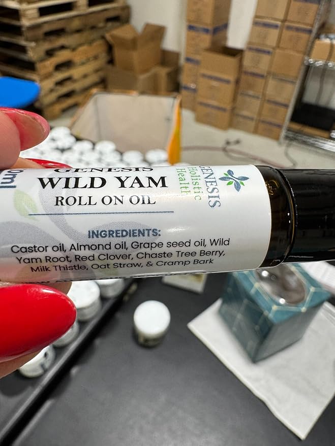 Genesis Wild Yam Root Roll On Oil for Women 10ml, Organic Wild Yam Oil with Chaste Tree & Red Clover, Vegan-Friendly & Unscented Botanical Roll-On, Fast-Absorbing, Made in USA