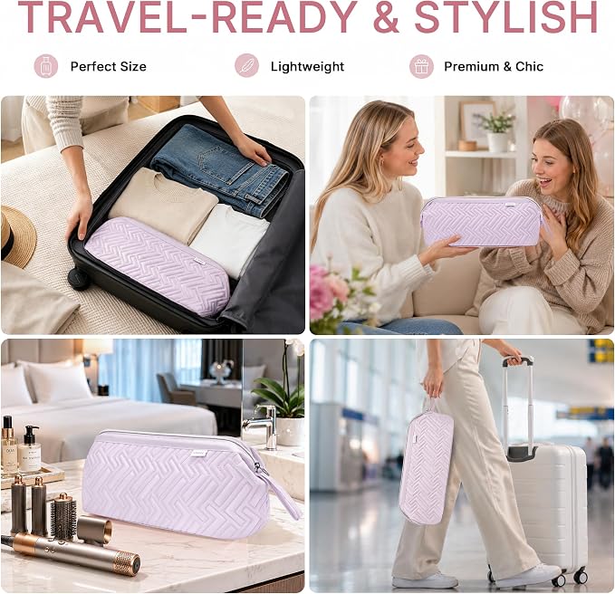 Leudes Hair Tools Travel Bag for Shark Flexstyle Carrying Case Portable Shark Hair Air Wrap Dryer Case Waterproof Dustproof Flat Curling Iron Travel Organizer (Lavender Violet)