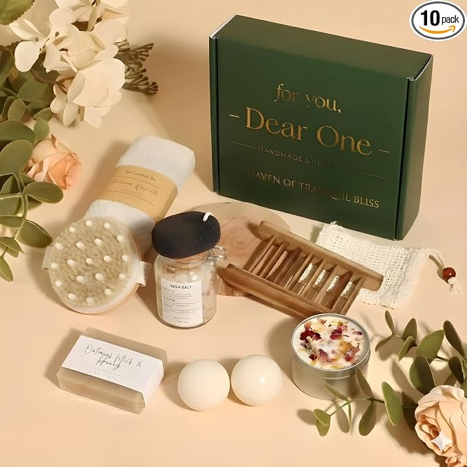 Spa Gifts for Women, Gift Basket for Women – Luxury 10 Piece Bath & Body Self Care Set, Relaxing Home Spa Kit, Birthday Gift for Women, Mother's Day, Self care gift set