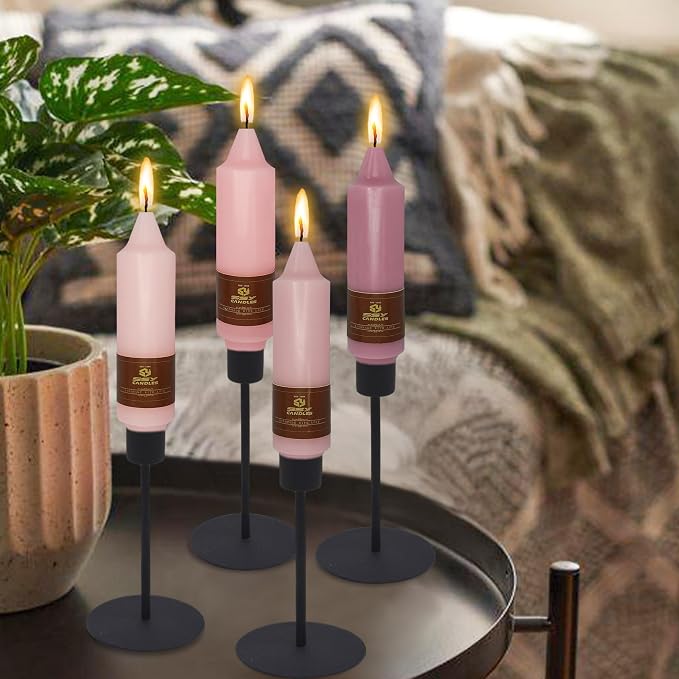 4 PCS Taper Candles Gradient Pink Taper Candlesticks 5 inch Short Candle Sticks for Dinner Household Wedding Party Home Décor Candlesticks