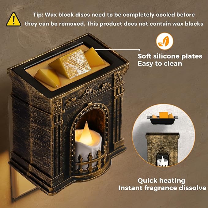 L LOHAS LED Wax Melt Warmer: Flicker Candle Night Light, Dimmable Night Light with Auto Light Sensor, Plug in Wax Melt Warmer for Scented Wax Home Fragrance Decor